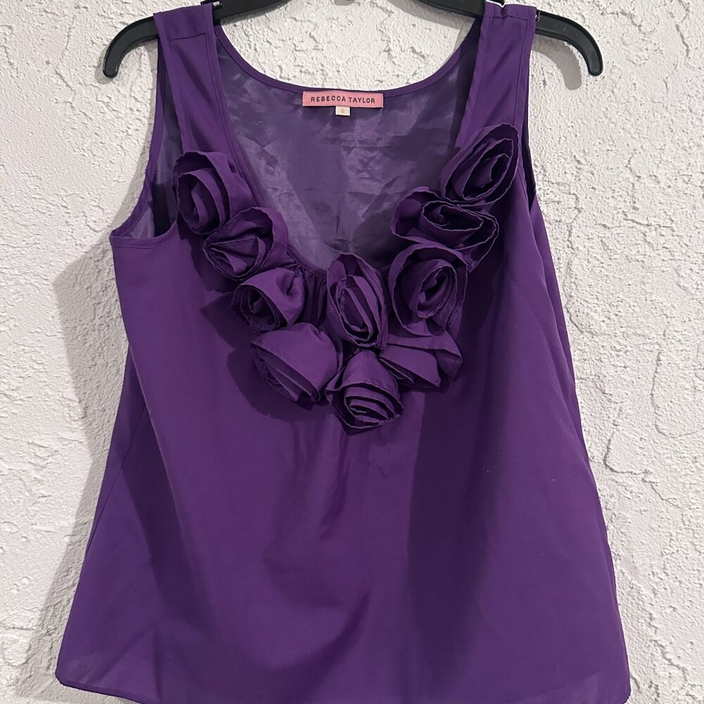 ✨ Rebecca Taylor 3D Rose Tank – Size 2 – Elegant Dressy Top – Purchased in Japan